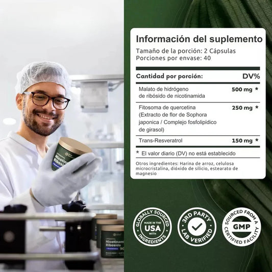 Liposomal | Complejo natural de NAD+ Resveratrol en Cápsulas