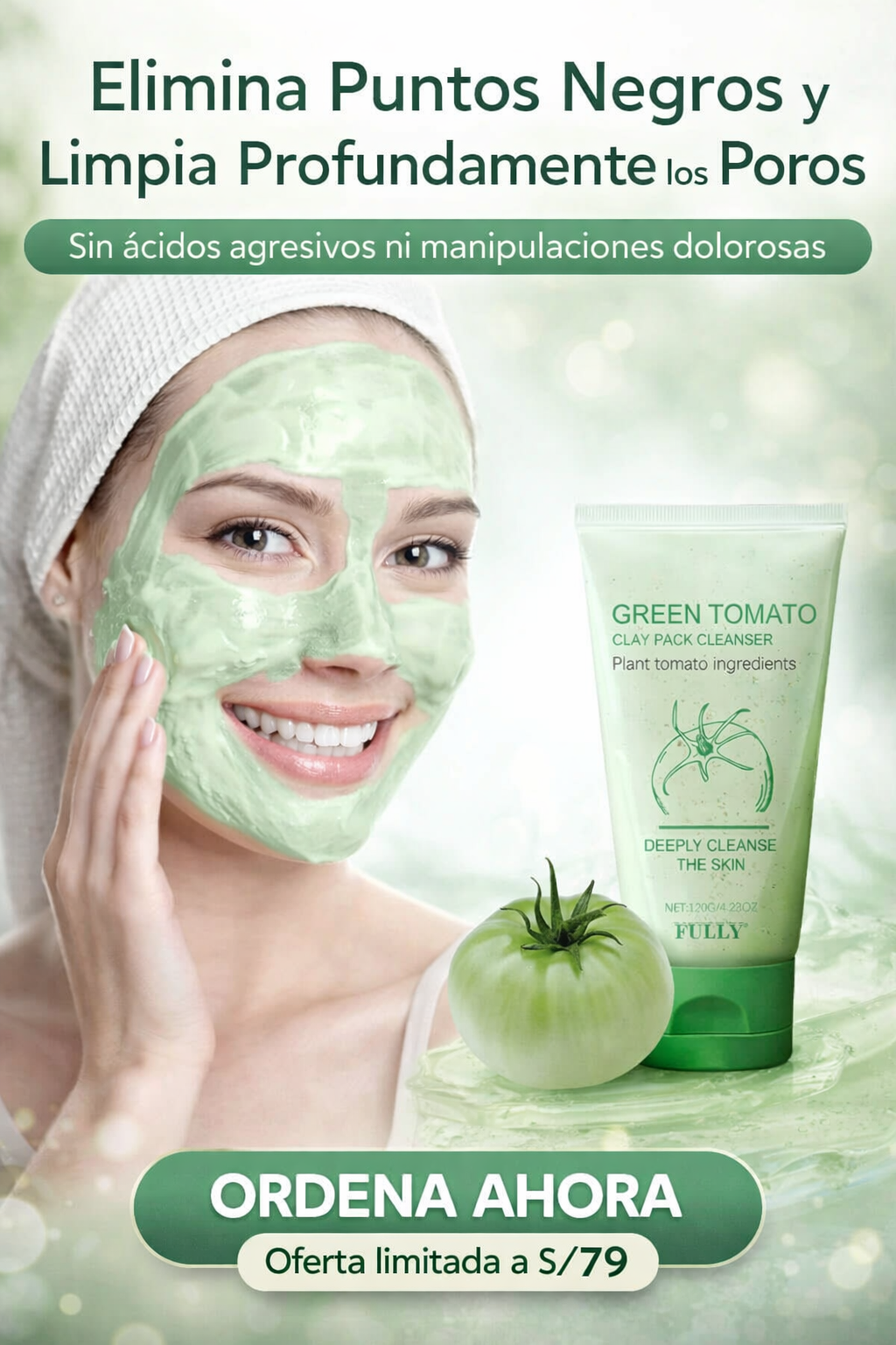 Limpiador facial de arcilla con tomate verde