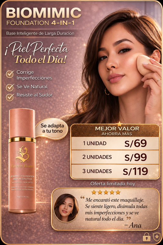 Biomimic Foundation 4-in-1 – Base de maquillaje de larga duración
